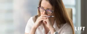 Woman before debt consolidation